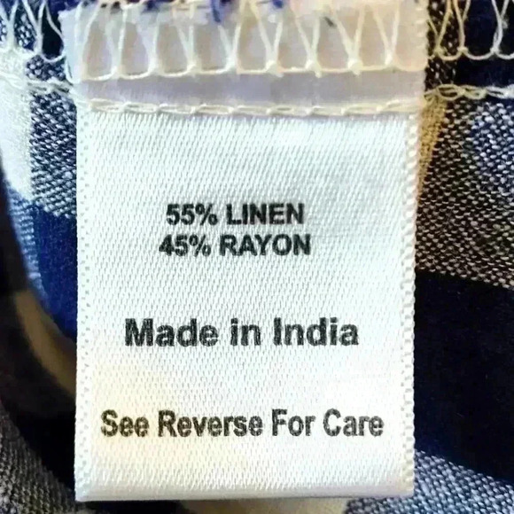 Coral Bay Navy/Cream gingham check button down | 3/4 sleeve | Medium - Picture 5 of 6